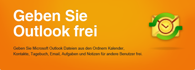 Geben Sie Microsoft Outlook Dateien aus den Ordnern Kalender, Kontakte, Tagebuch, Email, Aufgaben und Notizen für andere Benutzer frei.