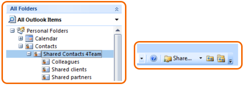Share numerous Microsoft Outlook Contacts folders