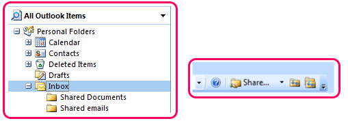 Share multiple Microsoft Outlook email folders
