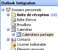 Microsoft Outlook dossiers partagés